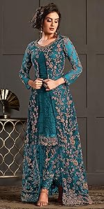 RUDRAPRAYAG women's net and santoon anarkali gown latest design party wear gown wedding wear