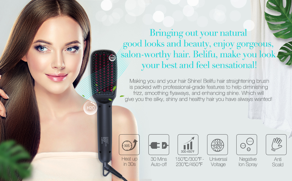 belifu ionic hair straightener brush