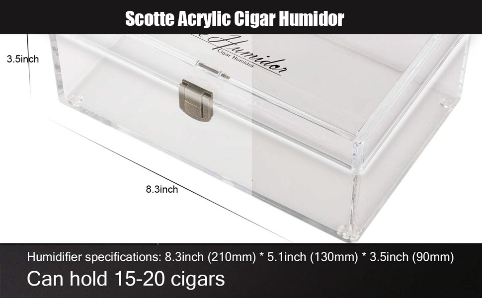 Scotte Acrylic Cigar Humidor Jar/case/Box with Humidifier and Hygrometer,humidor