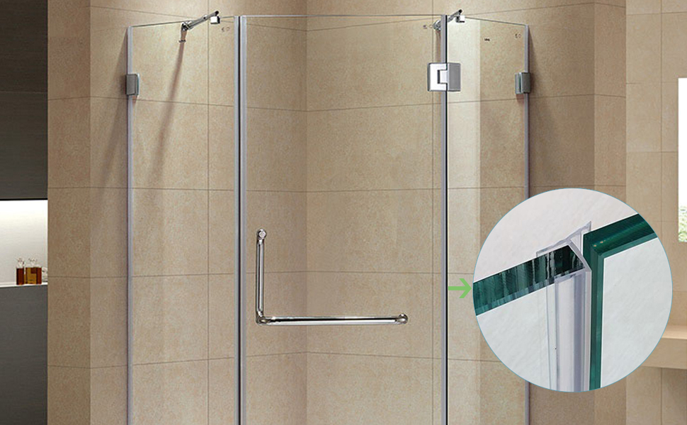 TSMST Frameless Shower Door Sweep Seal Drip Rail, H Type 3/8" x 120