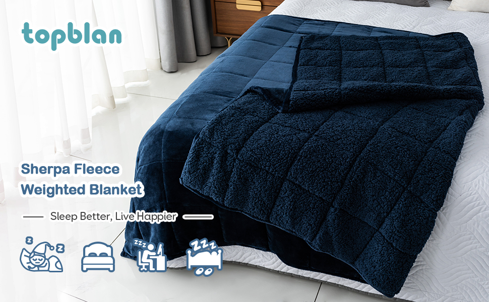 Topblan Sherpa Fleece Weighted Blanket 15lbs, Uniformed