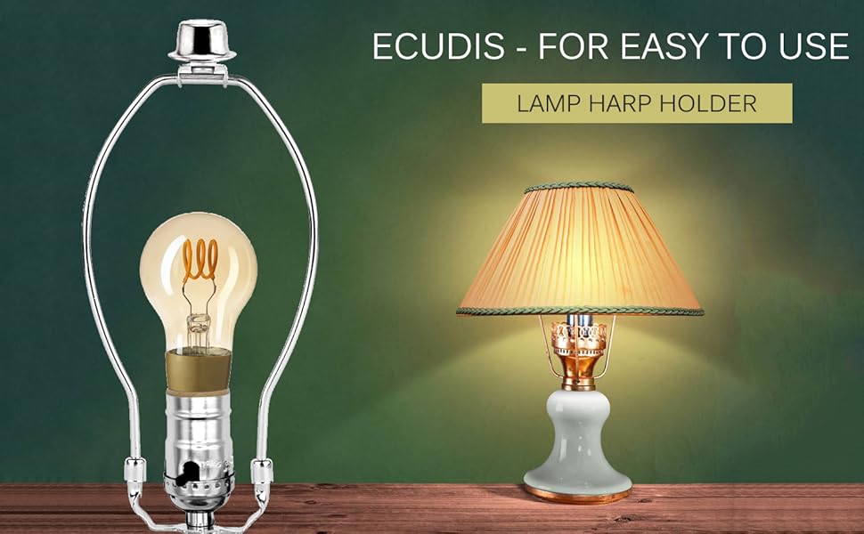 ECUDIS Lamp Kit, Silver Finish Table Lamp Wiring Kit with 8 Inch Harp