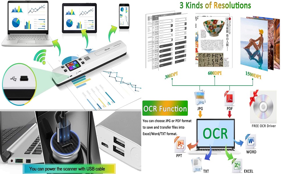 wifi portable handheld iscan scanner 1050 dpi scanner