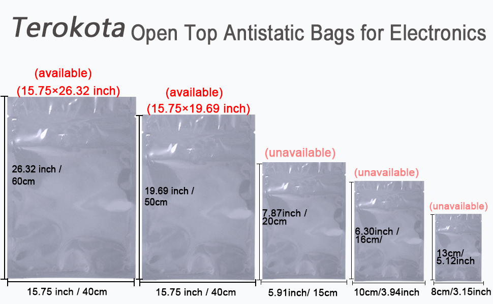 20Pcs Open Top Anti Static Bags,15.75x19.69in Extra Large