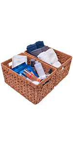 GRANNY SAYS Bathroom Baskets for Organizing, Wicker Storage Baskets for Bathroom, Bathroom Counter Storage, Toilet… GRANNY SAYS Imitation Wicker Baskets