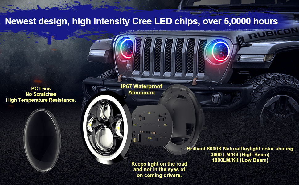 jeep headlight halo  jeep wrangler headlight   jeep wrangler headlight halo jeep halo led headlight