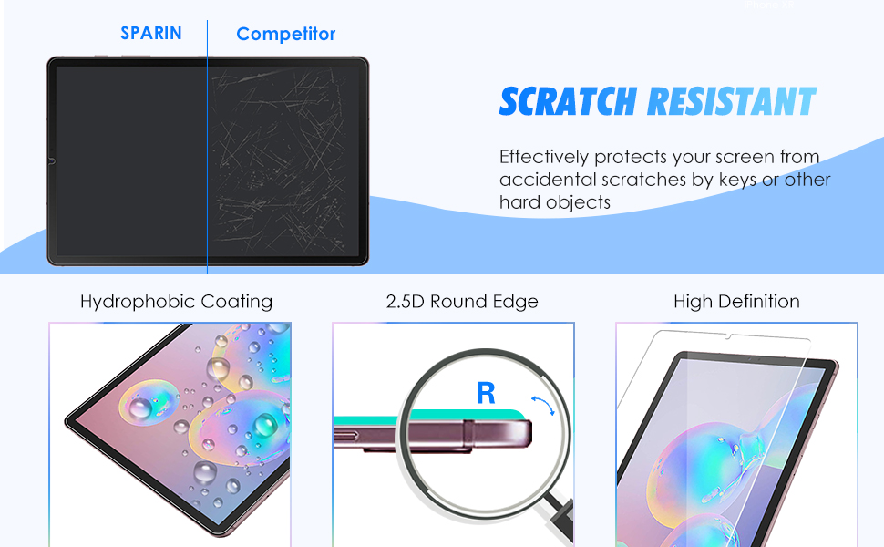 SPARIN [2 PACK Galaxy Tab S6 Screen protector, 9H Hardness Tempered