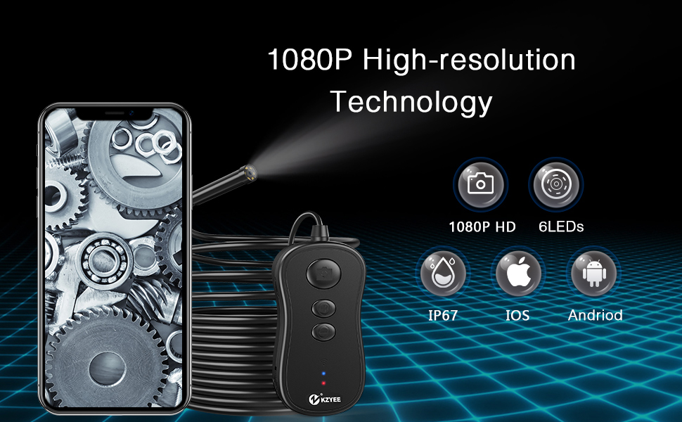 KZYEE WH7 Wireless Endoscope, 5.5mm WiFi Borescope Inspection Camera