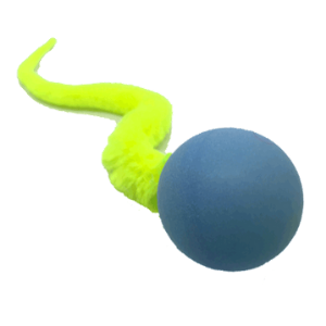 blue pong ball with yellow wiggly tail