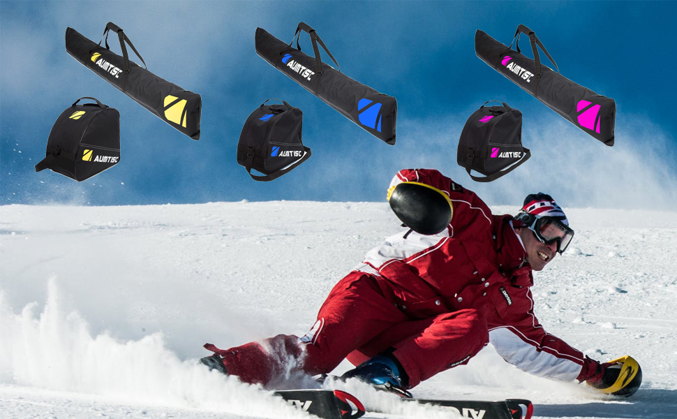 AUMTISC Ski Bag and Boot Bag Combo Padded Ski Bags for Air Travel