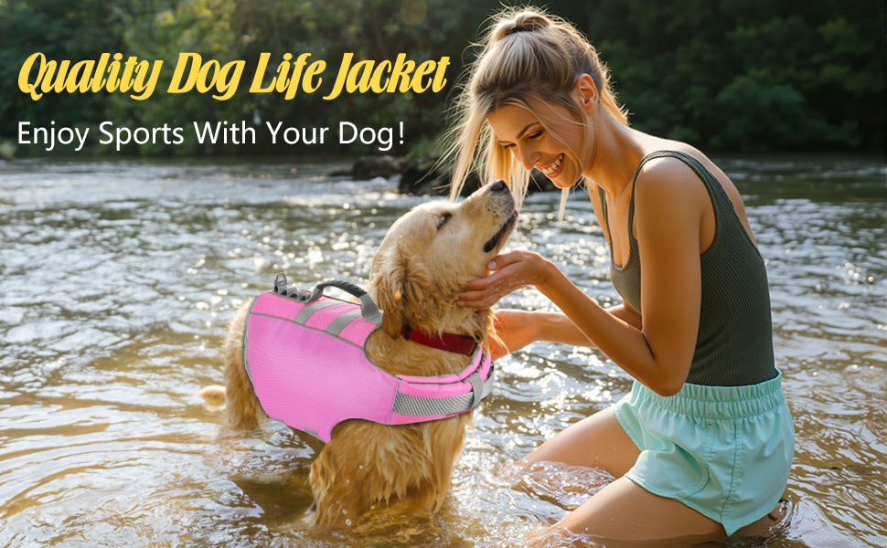 Pawaboo Dog Life Jacket, Reflective Dog Safety Vest Adjustable Pet Life Preserver with Strong Buoyancy & Sturdy Rescue Handle, Ripstop Dog Lifesaver Vests for Swimming, Boating, XL, Red 9 dog life jacket