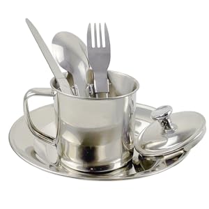 FOYTOKI 1 Set Camping Tableware Combination Cooking Equipment Camping Spoon Portable Tableware Camping Spork Outdoor Cooking Stove Utensil Silver Stainless Steel 15 12