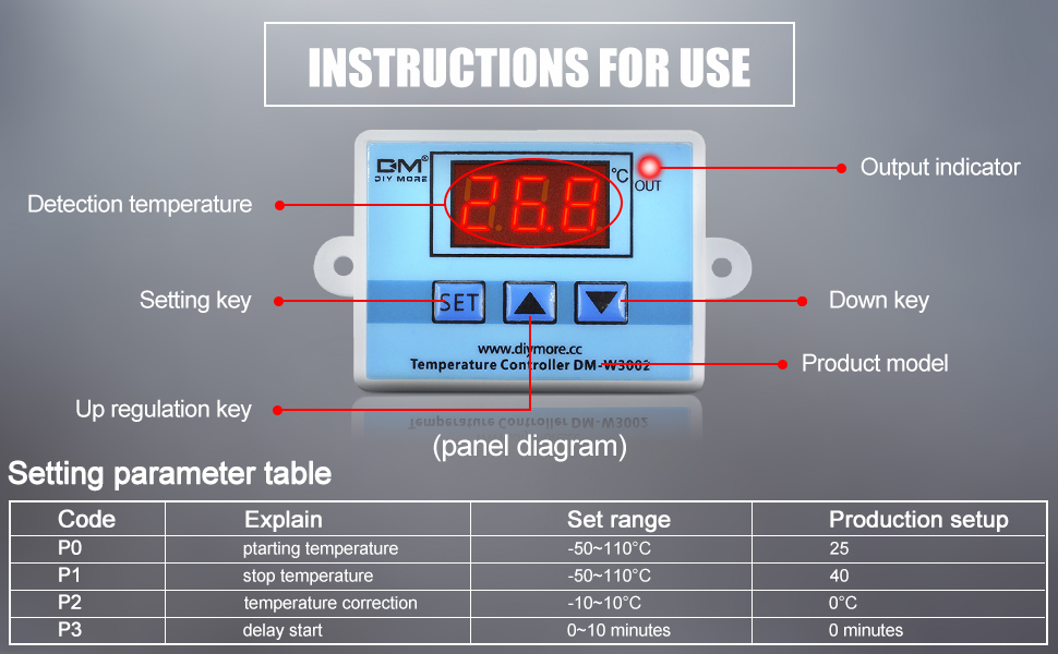 Diymore Digital Temperature Controller,W3002 Thermostat