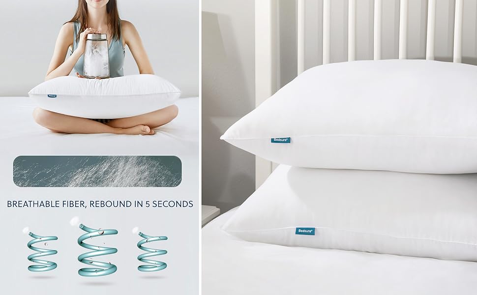 Bedsure Pillows Queen Size Set of 2 Queen Pillows 2 Pack Down