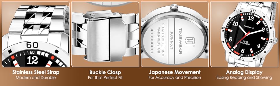 TIMEWEAR Analog Black Number Dial Stainless Steel Strap Watch SPN-FOR1P