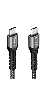 usb c to usb c 100w cable 3ft 6ft 10ft type c 100 watts pd cable 87w black