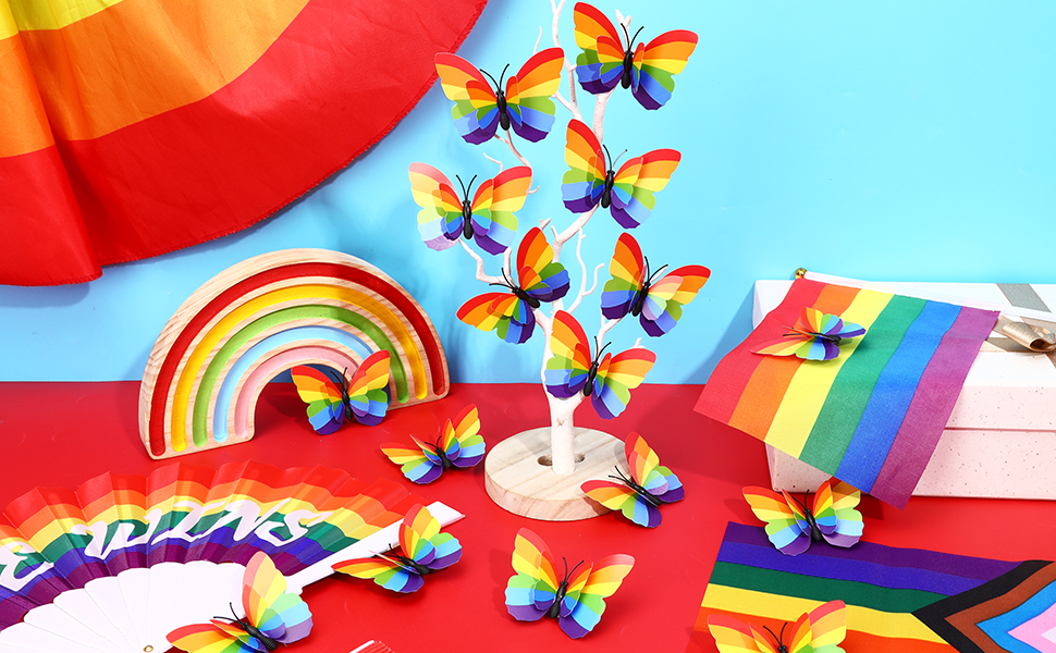 Rainbow Butterfly Hair Clips