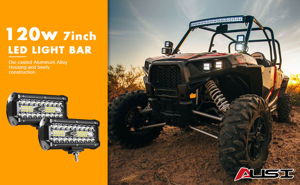 7 INCH 120W UTV JEEP Truck and Boa Led Light Bar Spot Light Driving Fog Light IP67 Waterproof