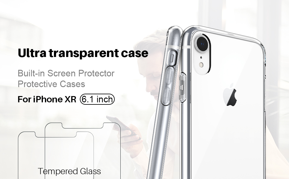 LK Case for iPhone XR with 2 Pack Screen Protector Tempered Glass