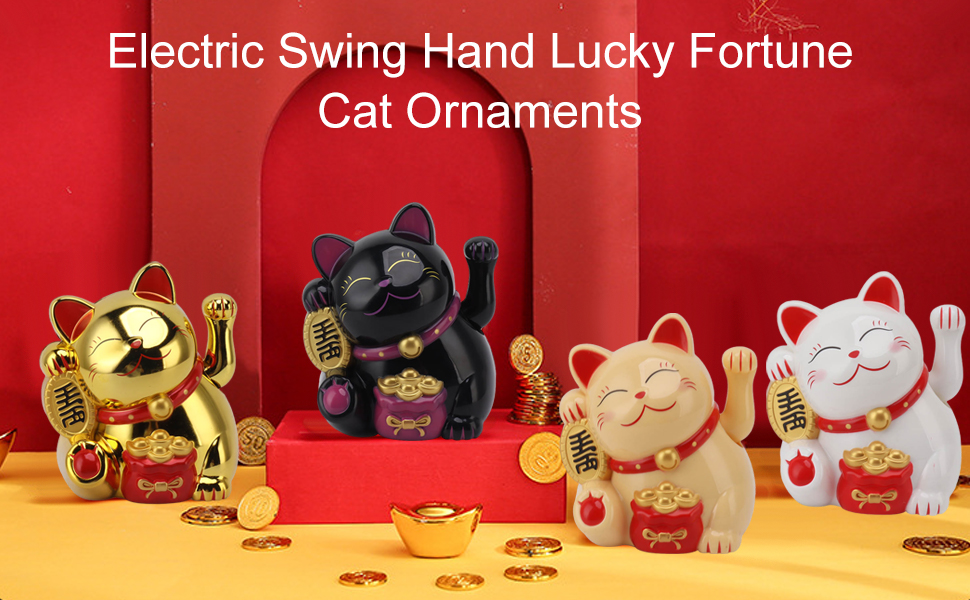 5.5in Lucky Cat with Waving Arm, Cute Waving Lucky Cat, Fortune Cat Statue Decorations, Lucky
