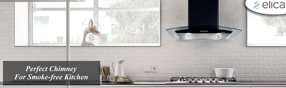 Elika 60 cm 1100 M3/HR Chimney (ESCG BF 60 Nero, 1 Buffal Filter, Black)