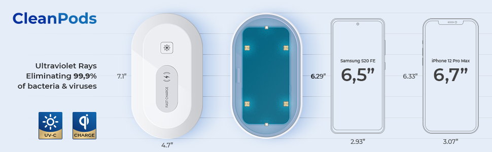 ultraviolet rays eliminating 99,9% of bacteria & viruses