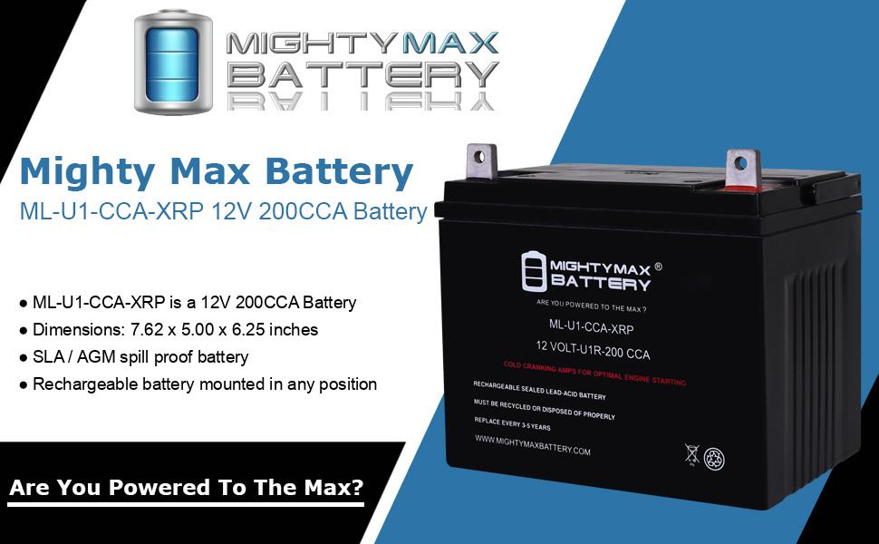 Mighty Max Battery MLU1CCAXRP 12V 200CCA Replacement