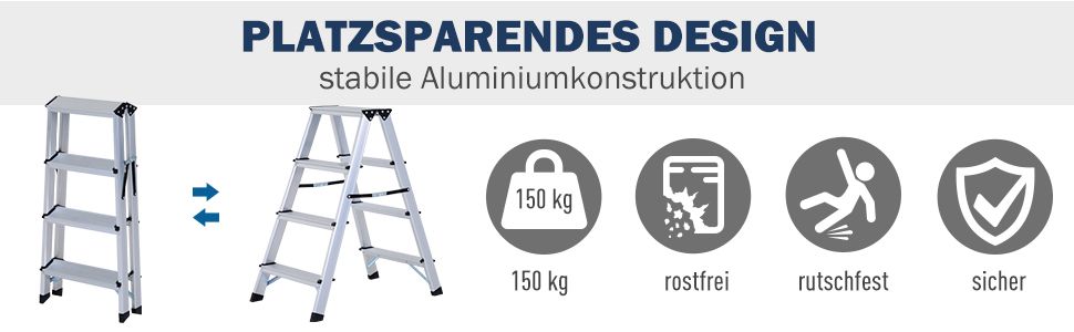 Trittleiter Aluleiter Stehleiter Klapptritt Doppelleiter Haushaltsleiter Leiter Stufenleiter
