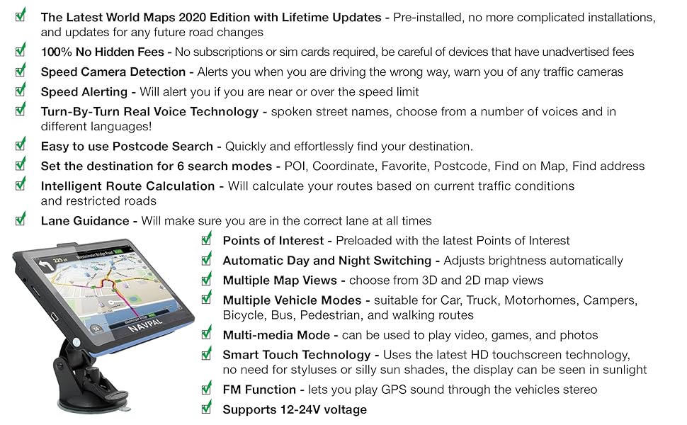 NAVPAL SLIMLINE SAT NAV (7 INCH) UK EUROPE EDITION 2021 (FREE Lifetime