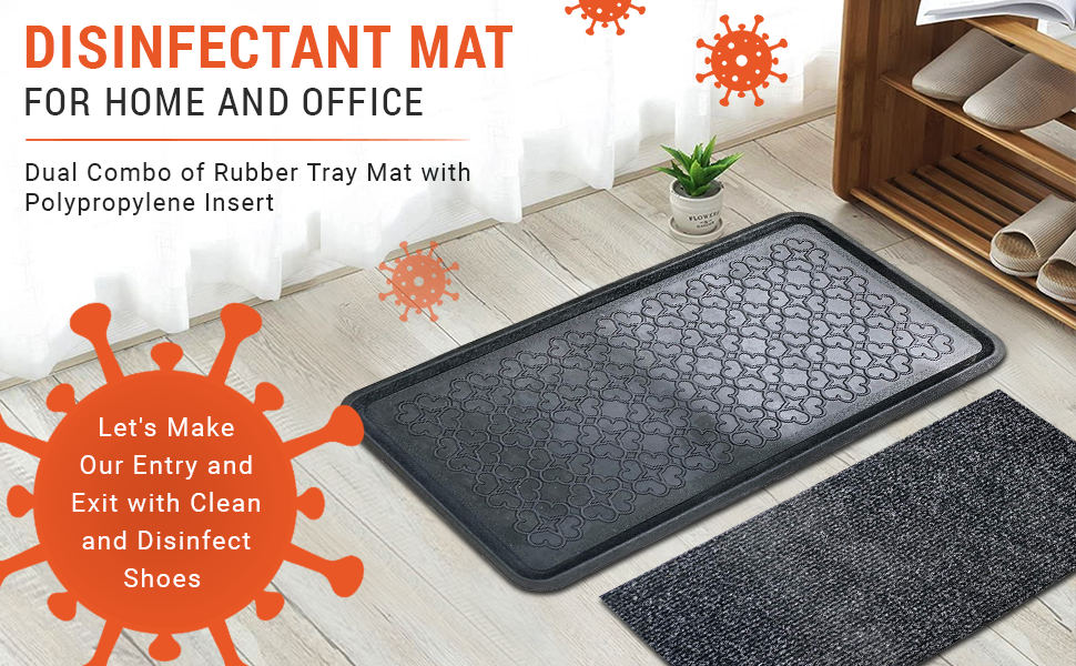 Onlymat Sanitizing Door Mat (Black) Natural Multifunctional Rubber Tray