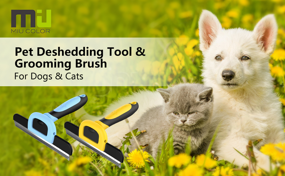 MIU COLOR Pet Grooming Brush, Deshedding Tool for Dogs