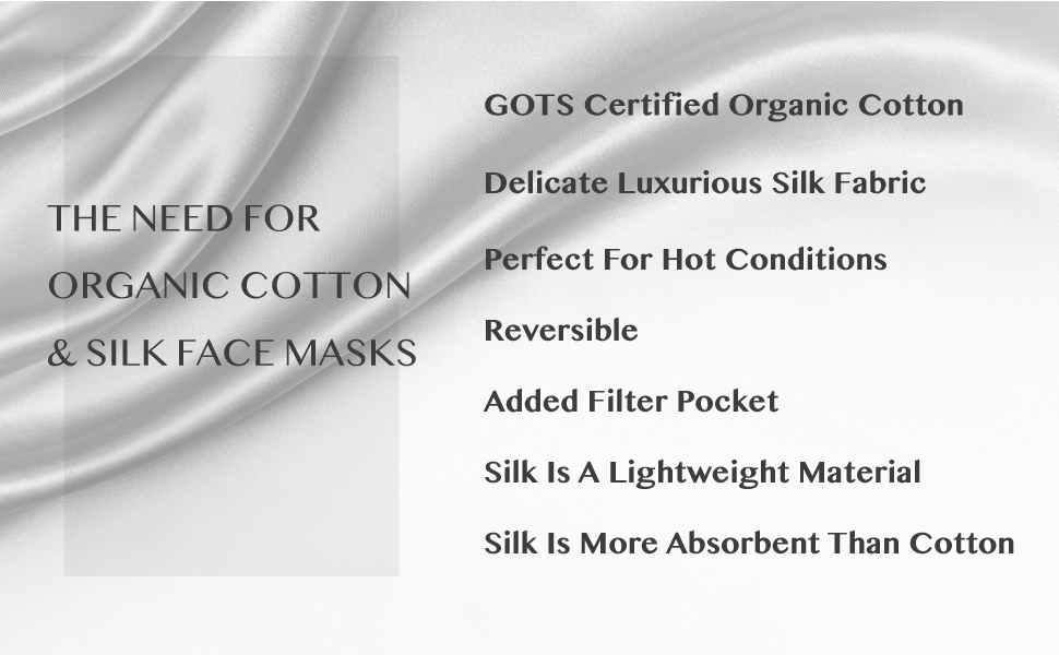 TFS Organic Cotton & Silk Face Mask Reusable Washable Hypoallergenic