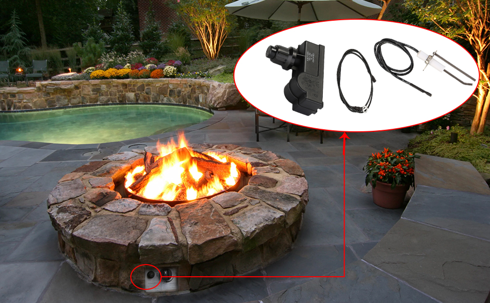WADEO Fire Pit Ignitor, BBQ Spark Generator Push Button Ignition Kit with 2 Outlet and Ground