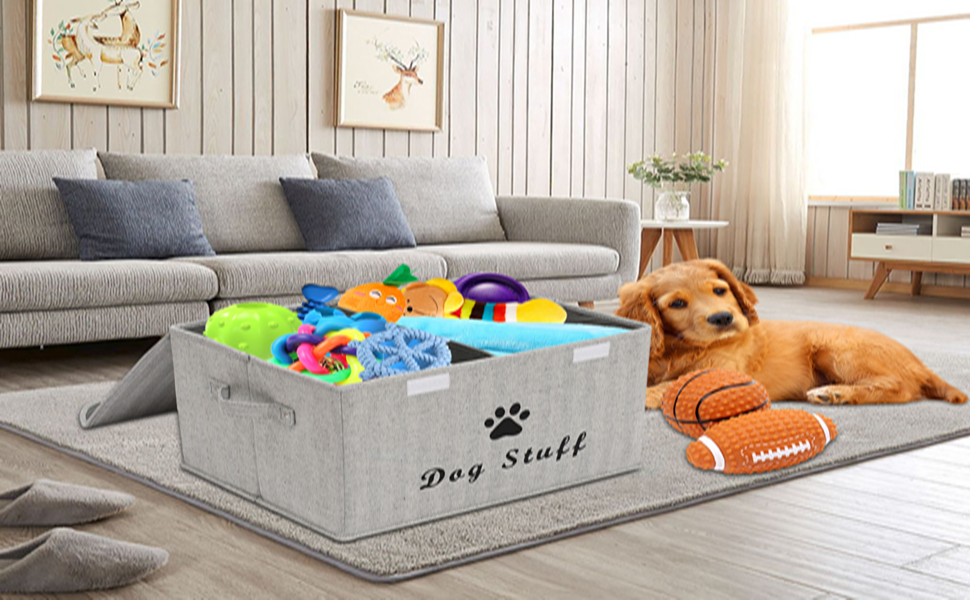 Pet Supplies Morezi Large Dog Toys Storage Box Canvas Storage Basket Bin Organizer with Lid