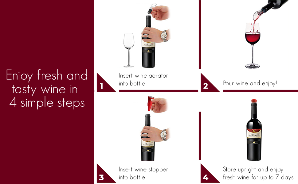 TenTen Labs Wine Aerator and Stopper COMBO Aerating Spout