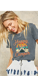 Happy Camper Shirts Camping Shirts for Women Funny Camping Shirts with Sayings