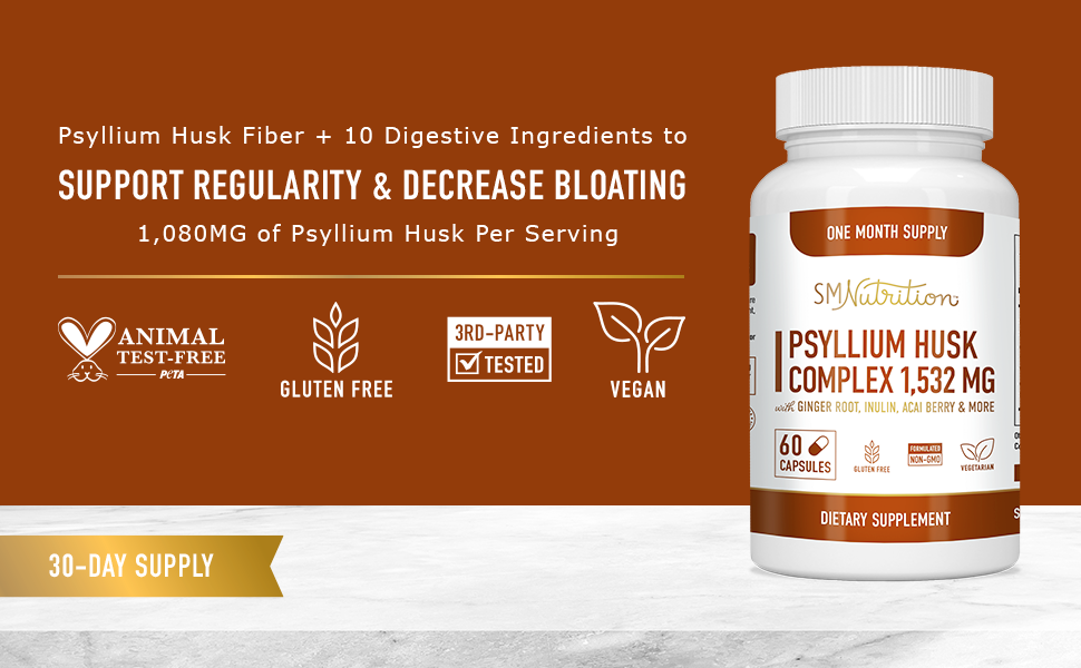 Psyllium Husk Capsules Premium 1500MG+ Soluble Fibre Supplement