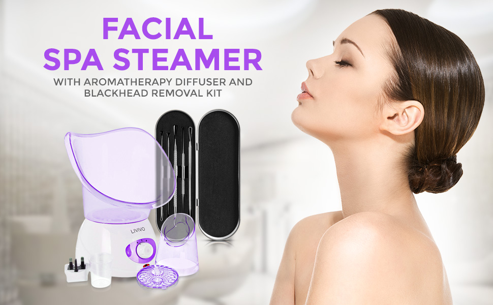 LIVIVO Facial Face Spa Steamer with Aromatherapy Diffuser and Blackhead