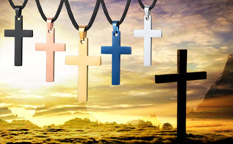 PROSTEEL Cross Chain for Men Stainless Steel Crucifix Pendant with 22