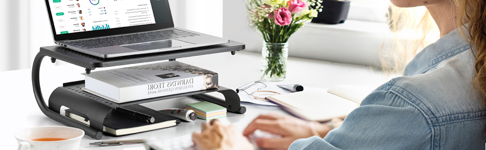 metal vented 2 tier monitor stand riser