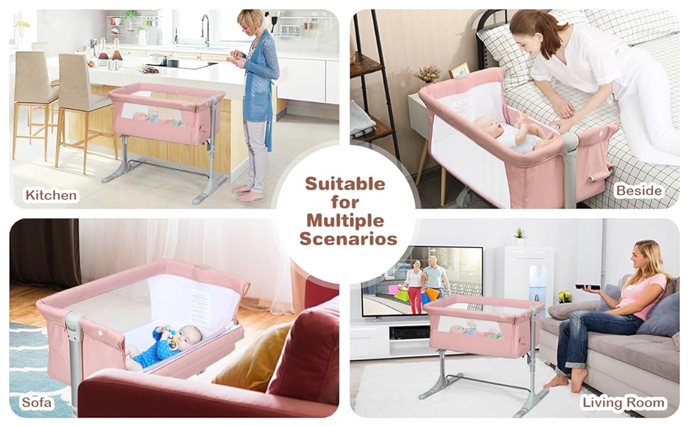 baby bassinet for bedside, sofa, living room, kitchen