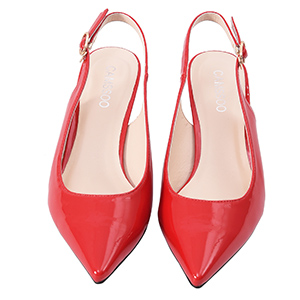 red kitten heel slingback shoes