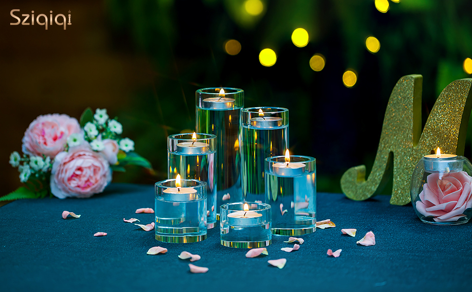 Sziqiqi Crystal Tealight Candle Holders Set of 3, 6cm, 10cm, 12cm