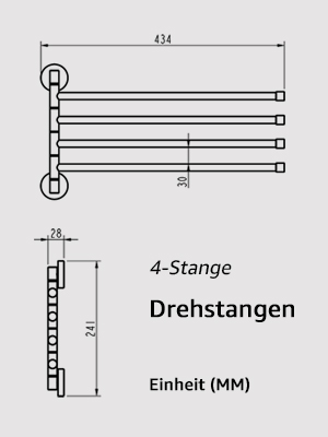 Toallero negro mate con 4 brazos móviles. : Amazon.es ...