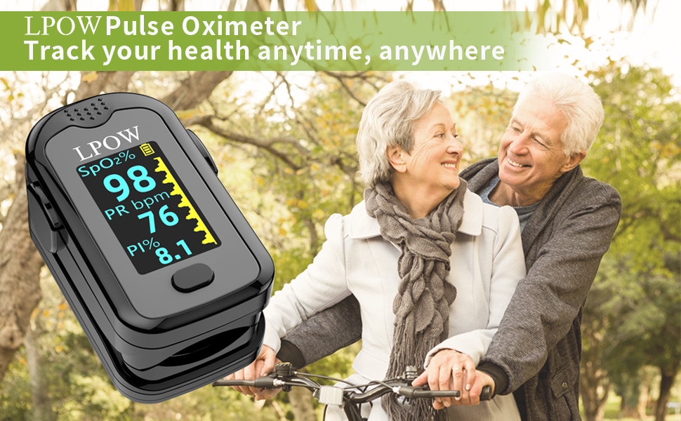 LPOW Pulse Oximeter Fingertip, Blood Oxygen Saturation Monitor for