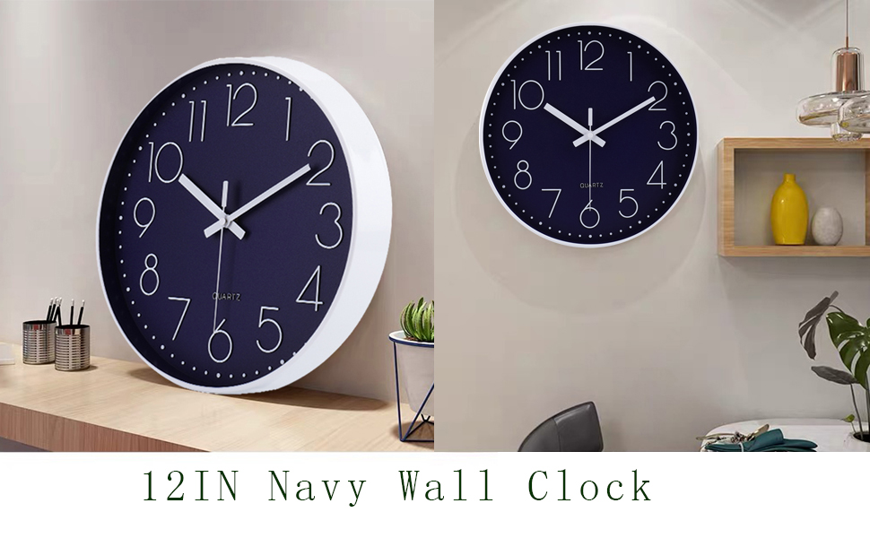 jomparis Modern Office Green Decor Wall Clock 12" Silent & NonTicking Battery