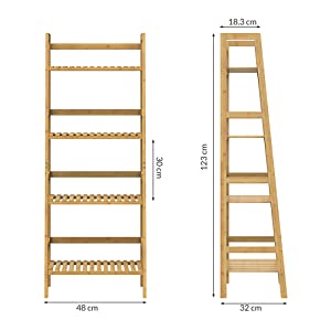 CASARIA Estantería de bambú de 4 baldas estantes Mueble de ...