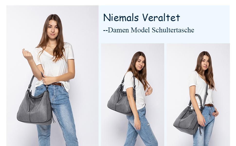 Borsa a tracolla grande grigio chiaro borse vintage con molti scomparti