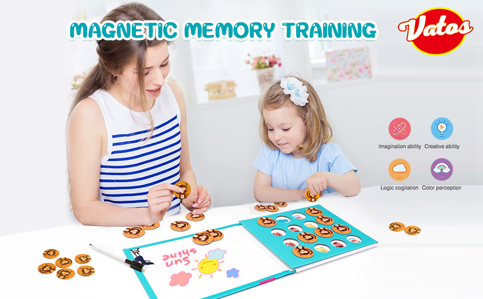 VATOS Memory Matching Board Game, 3in1 Cards with Drawing