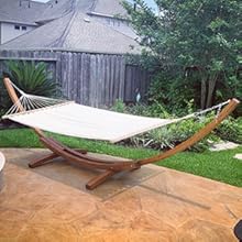 COSTWAY Amaca Con Supporto In Legno, Portata 120kg, 200x100cm, Cotone E Poliestere, Resistente Per 1 Persona 16 3